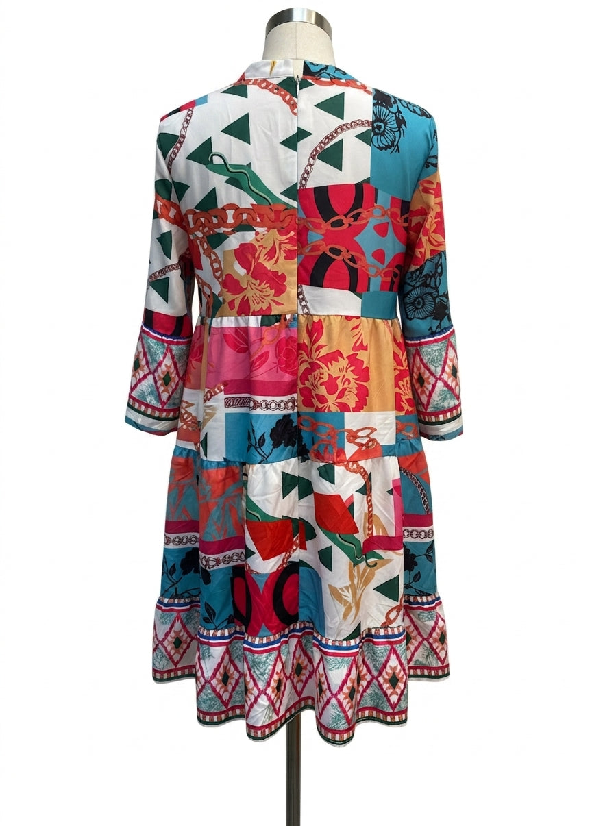 Boho Chic Dress · 1X · BlueMulti