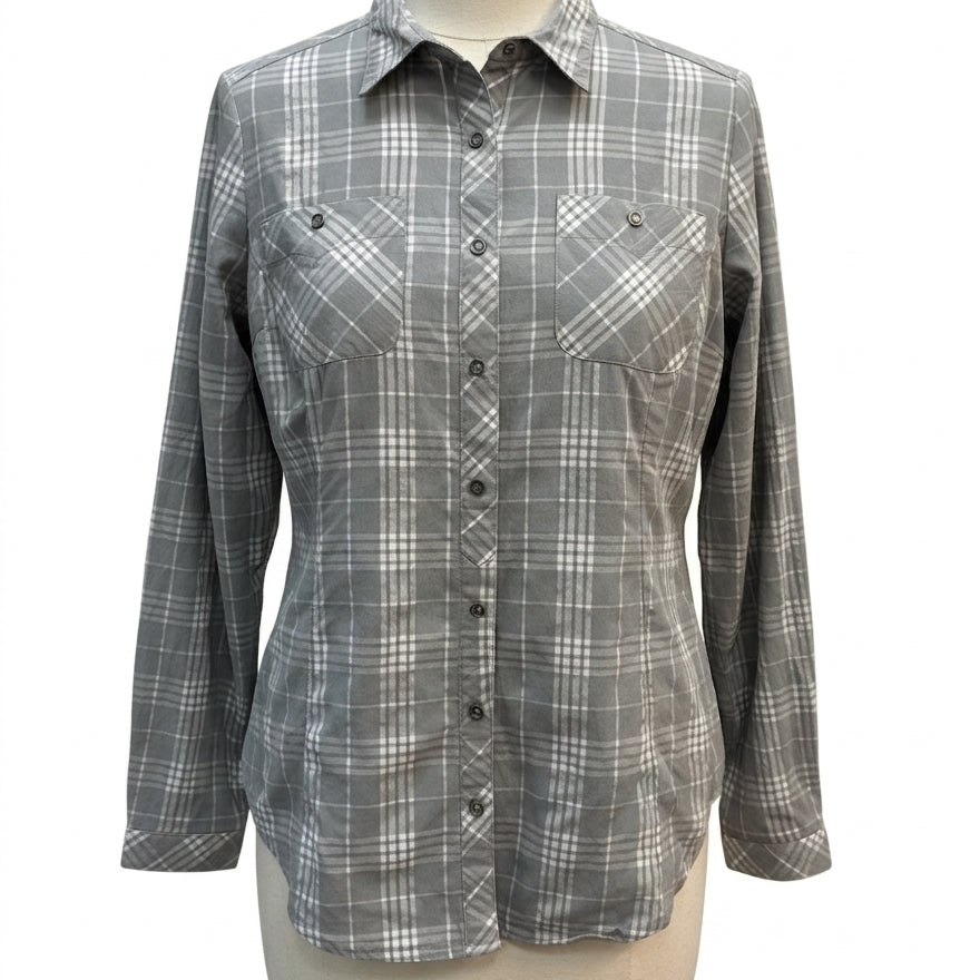 REI · Sahara Shirt w/RollTab Sleeve · 3X · GrayWhite