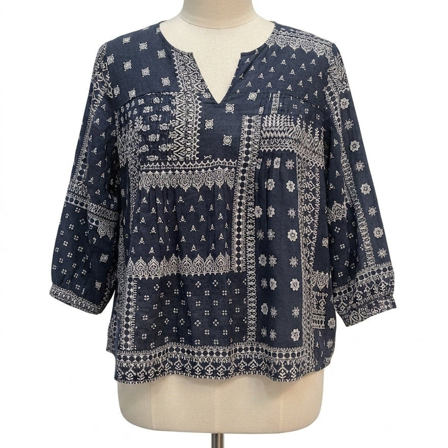 J. Jill · Bandana Pattern · Small · Navy/White