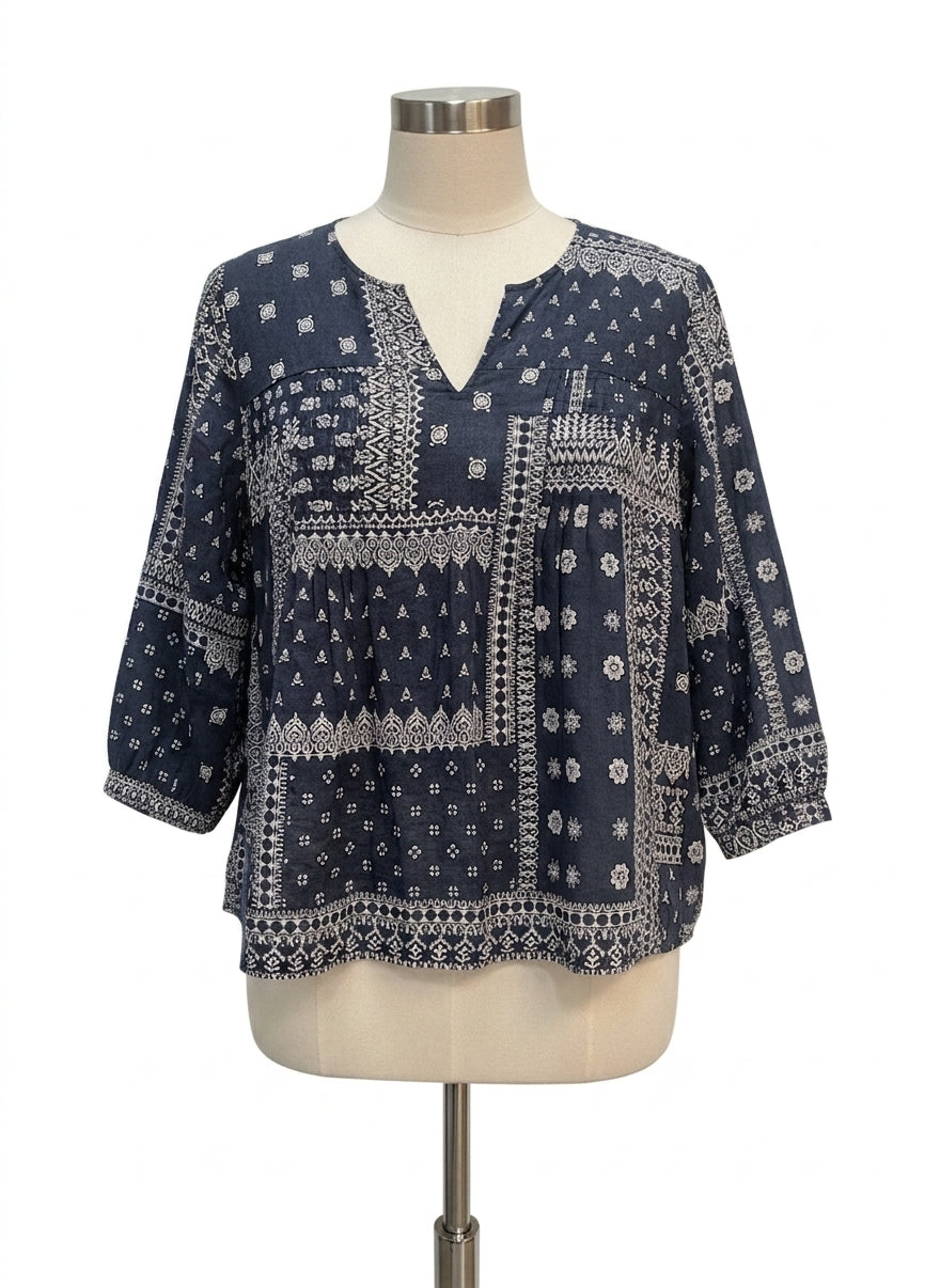 J. Jill · Bandana Pattern · Small · Navy/White