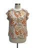 DR2 · Ruffled Sleeve Top with keyhole detail · 1X · OrangeFloral
