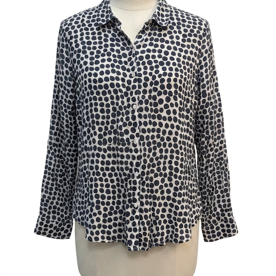 Charter Club · Shirt · XLarge · White/Navy Polka Dot