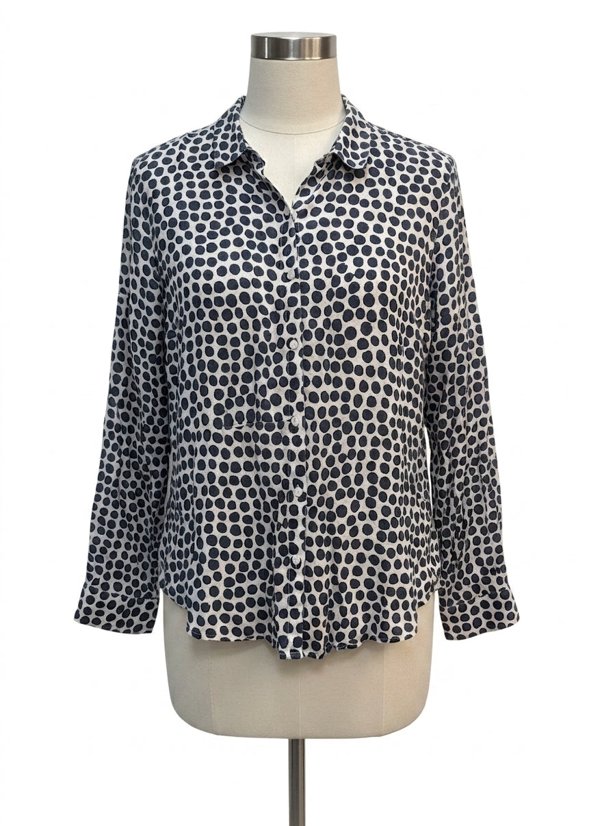 Charter Club · Shirt · XLarge · White/Navy Polka Dot