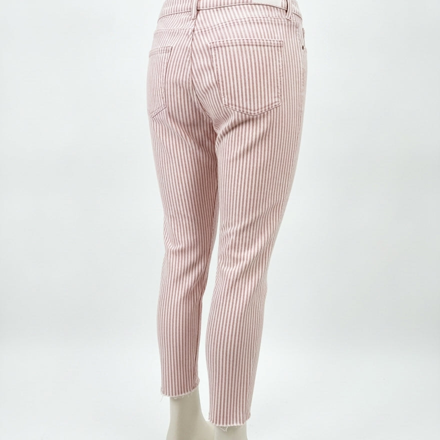 Lauren Conrad · Skinny Striped Mid-Rise · 12 · RoseCream
