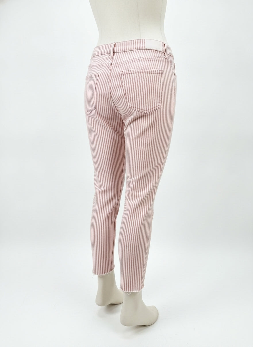 Lauren Conrad · Skinny Striped Mid-Rise · 12 · RoseCream