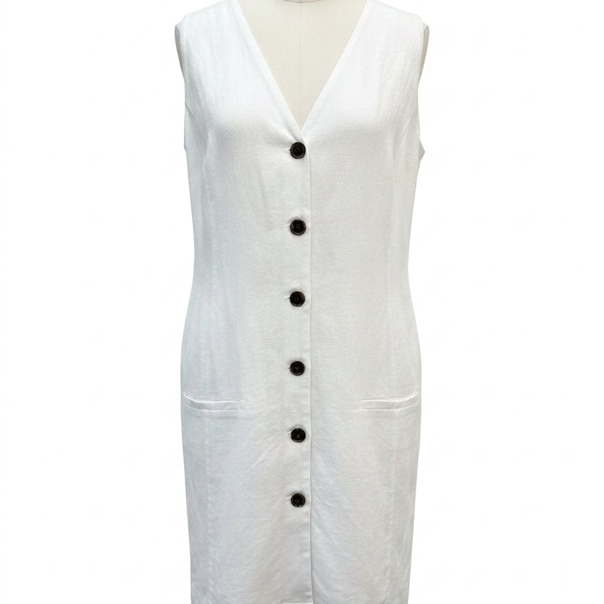 Banana Republic · Tie Back Dress w/ Buttons · XLarge · White
