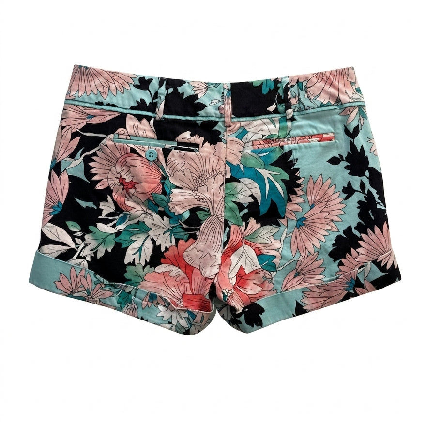 7thAve · Shorts · 6 · Aqua Black Floral