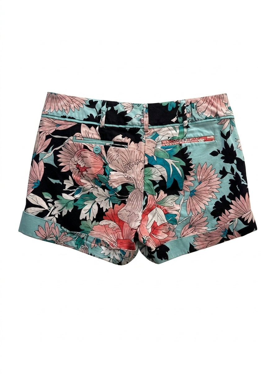 7thAve · Shorts · 6 · Aqua Black Floral