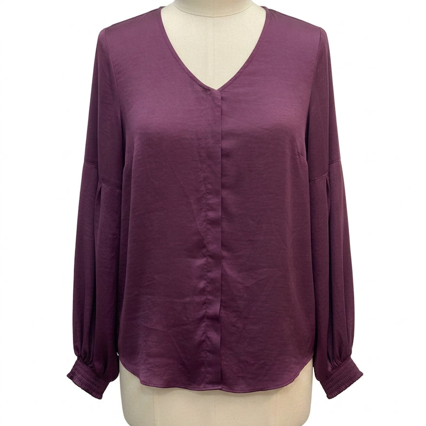 CAbi · The Beguile Blouse · Medium · Aubergine