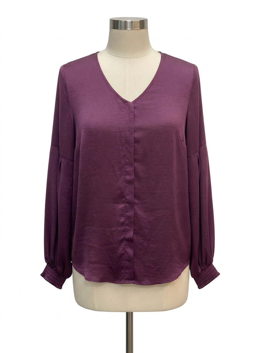 CAbi · The Beguile Blouse · Medium · Aubergine