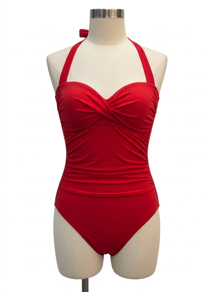 Tempt Me · Ruched Swimsuit · Small · Red