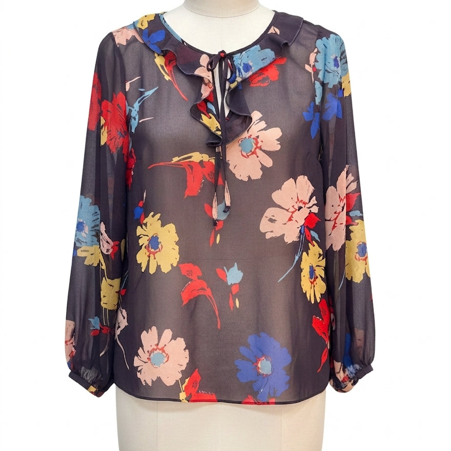Cabi · #3859 Juliette Floral Blouse · Medium · PlumFloral