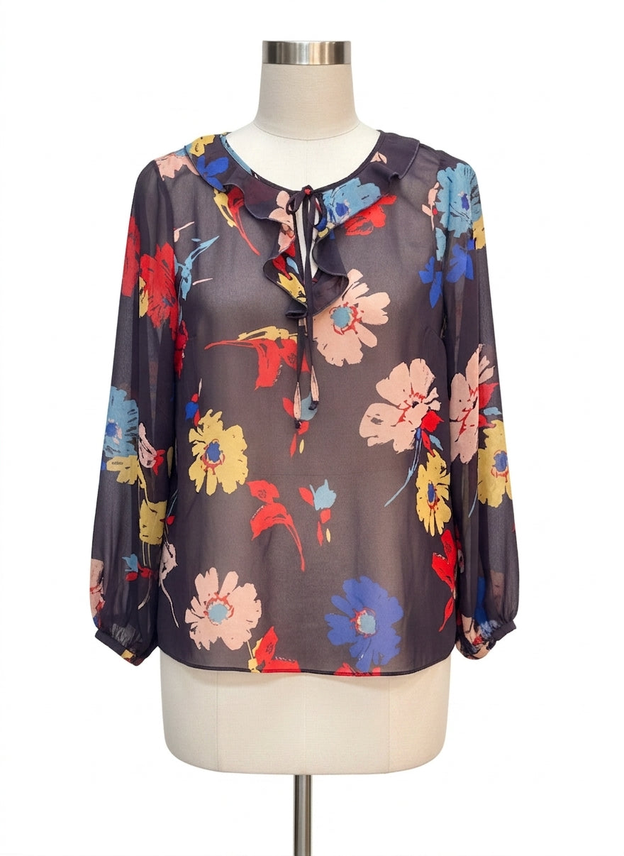 Cabi · #3859 Juliette Floral Blouse · Medium · PlumFloral