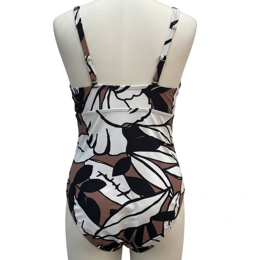 LandsEnd · Leaf Print UPF 50 · Small · WhiteBlk