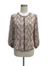 Max Studio · Balloon Sleeve CreamFloral Pleated Blouse · Small · CreamFloral
