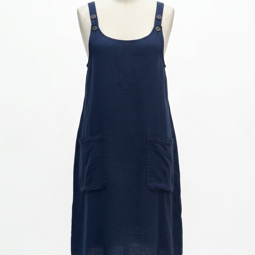 Saint James · Sleeveless Dress with Button Details and Pockets · 6 · Navy