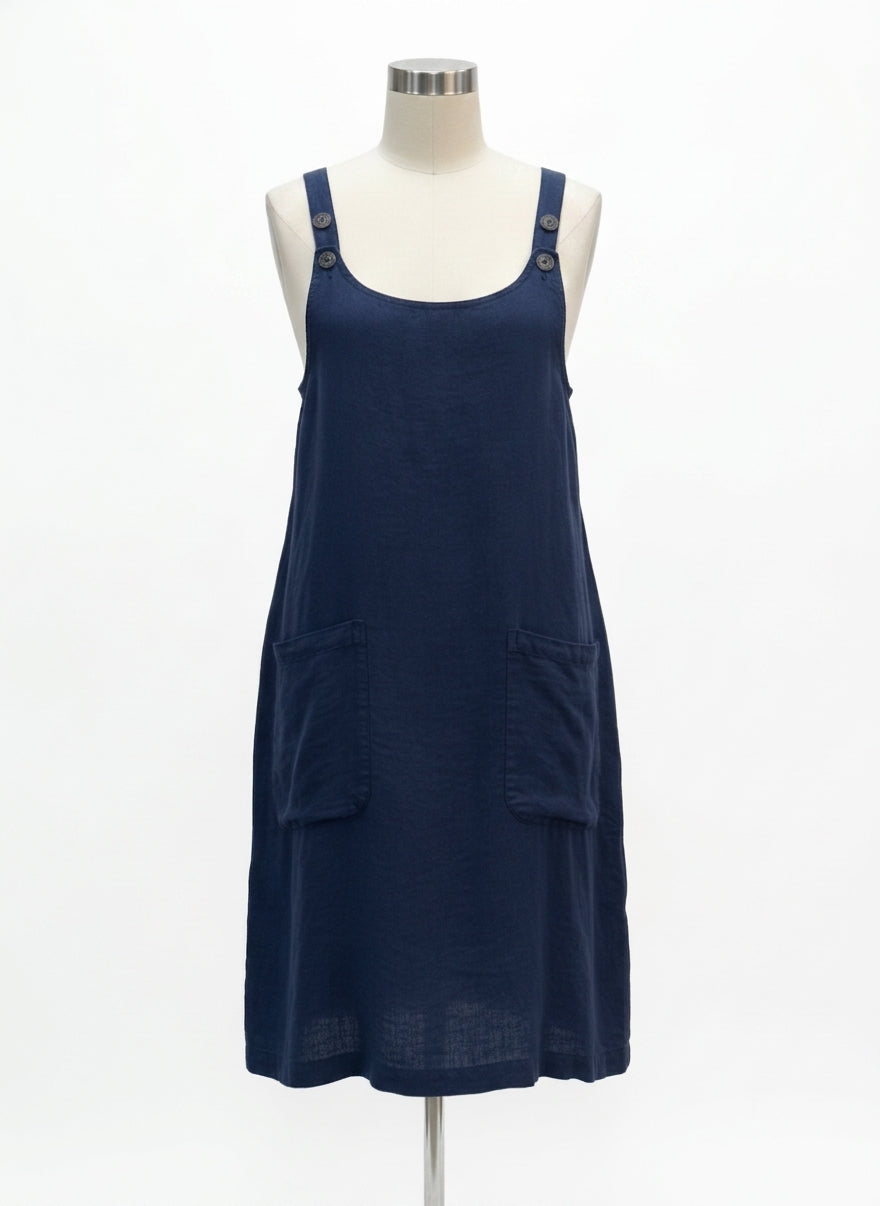 Saint James · Sleeveless Dress with Button Details and Pockets · 6 · Navy