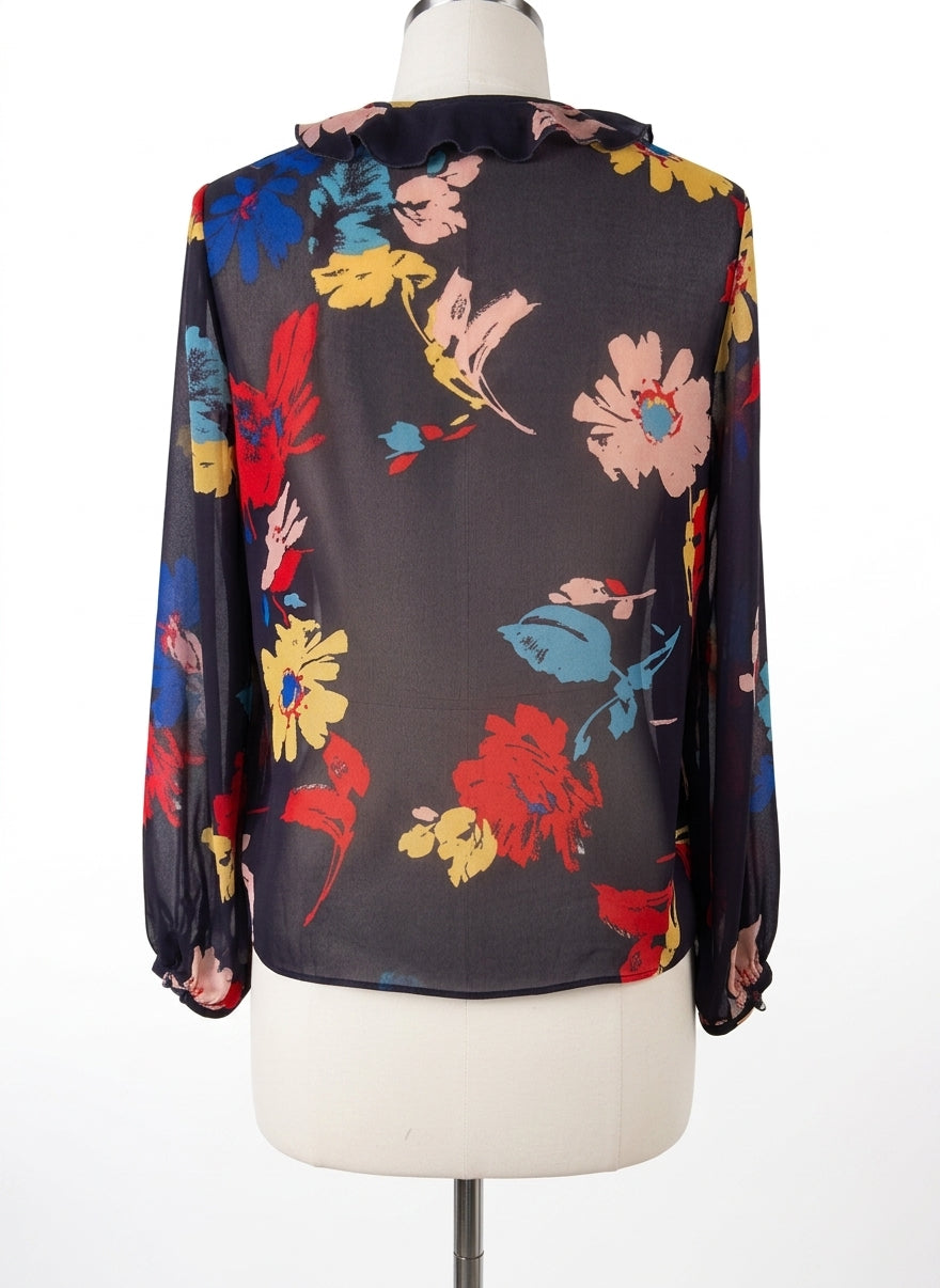 Cabi · #3859 Juliette Floral Blouse · Medium · PlumFloral