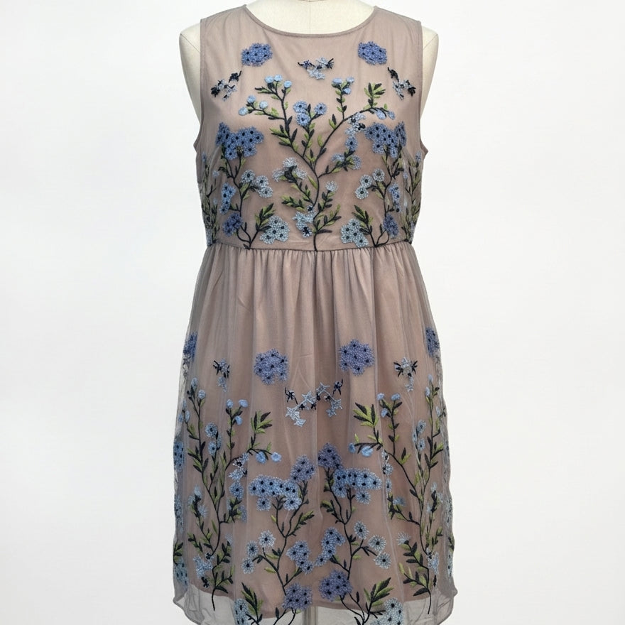Sundance · Lace Overlay Dress Forget-Me-Not · Large · BlueFloral