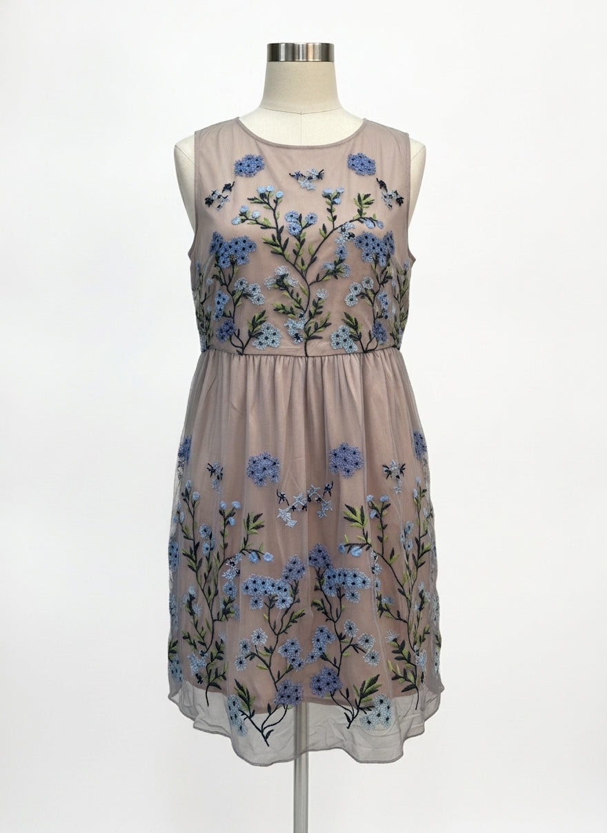 Sundance · Lace Overlay Dress Forget-Me-Not · Large · BlueFloral