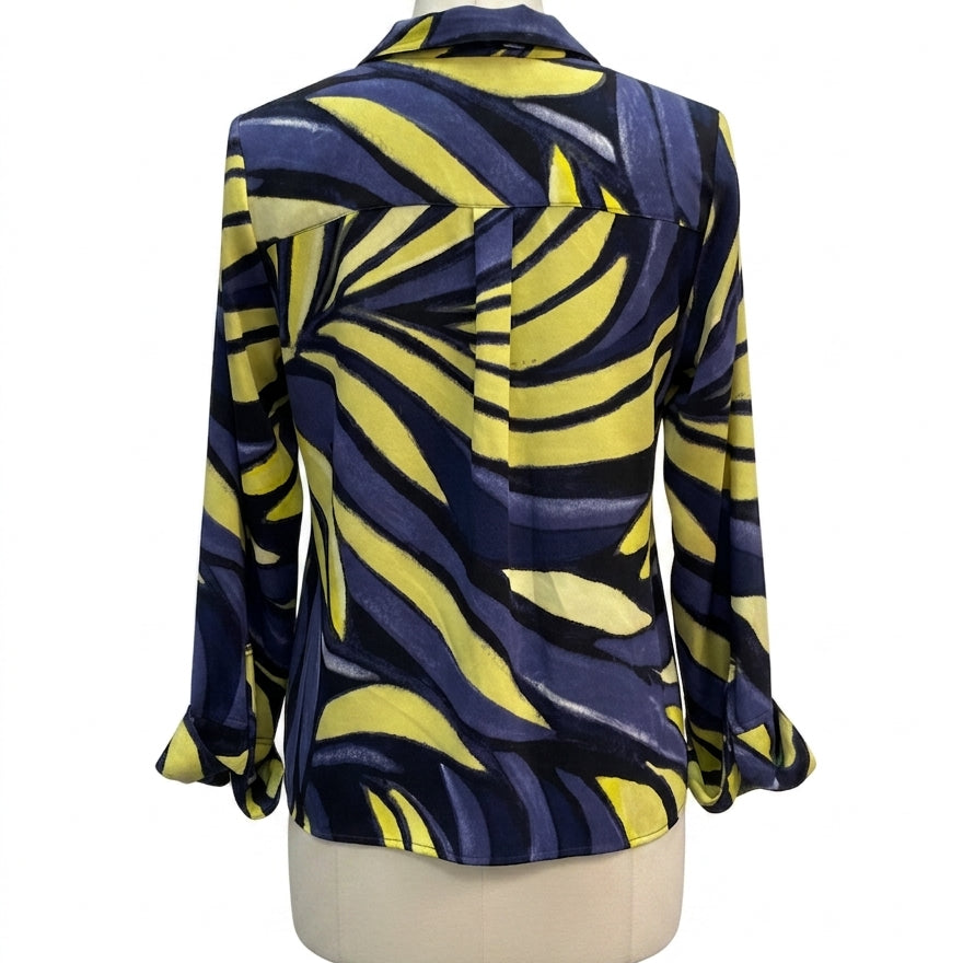 Olivia by Habitat · Watercolor Long Sleeve Shirt · Large · BlueLime
