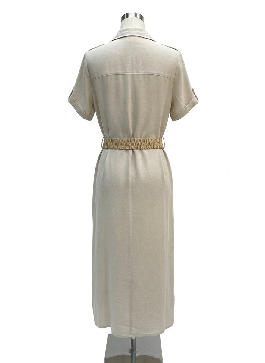 Zara · Belted Dress · Medium · Sand