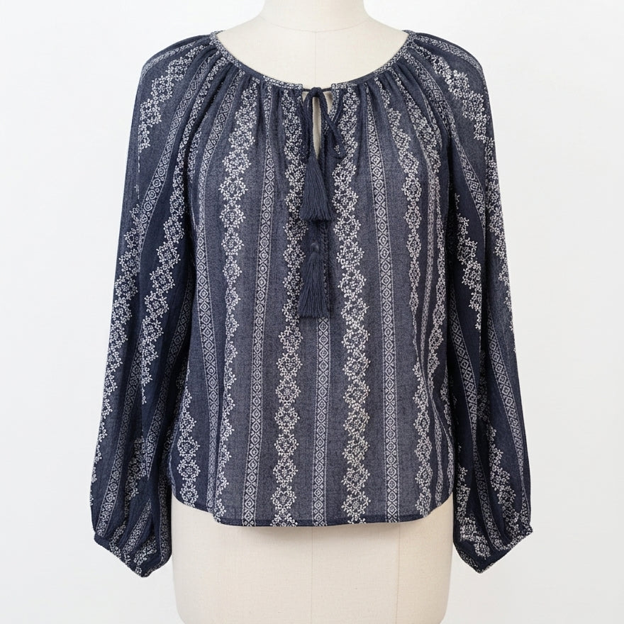 Anthropologie · Holding Horses Floral print top · XLarge · Black White