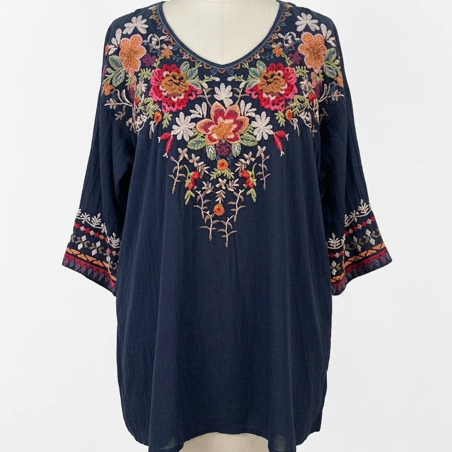 Johnny Was · Tunic · Small · Navy Floral
