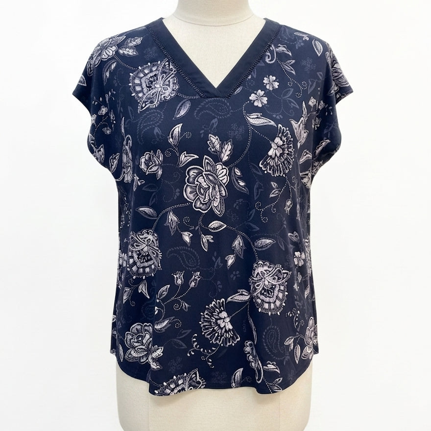 Reitmans · Blouse · 1X · Navy Floral Paisley