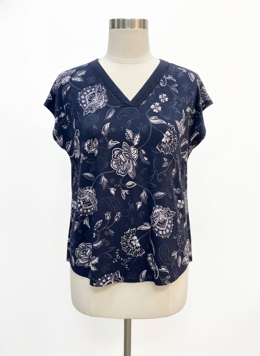 Reitmans · Blouse · 1X · Navy Floral Paisley