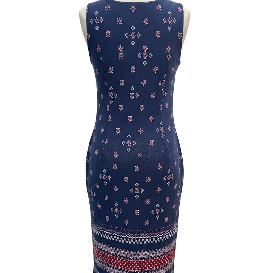 Talbots · Dress · Small P · Navy with Red and White Print