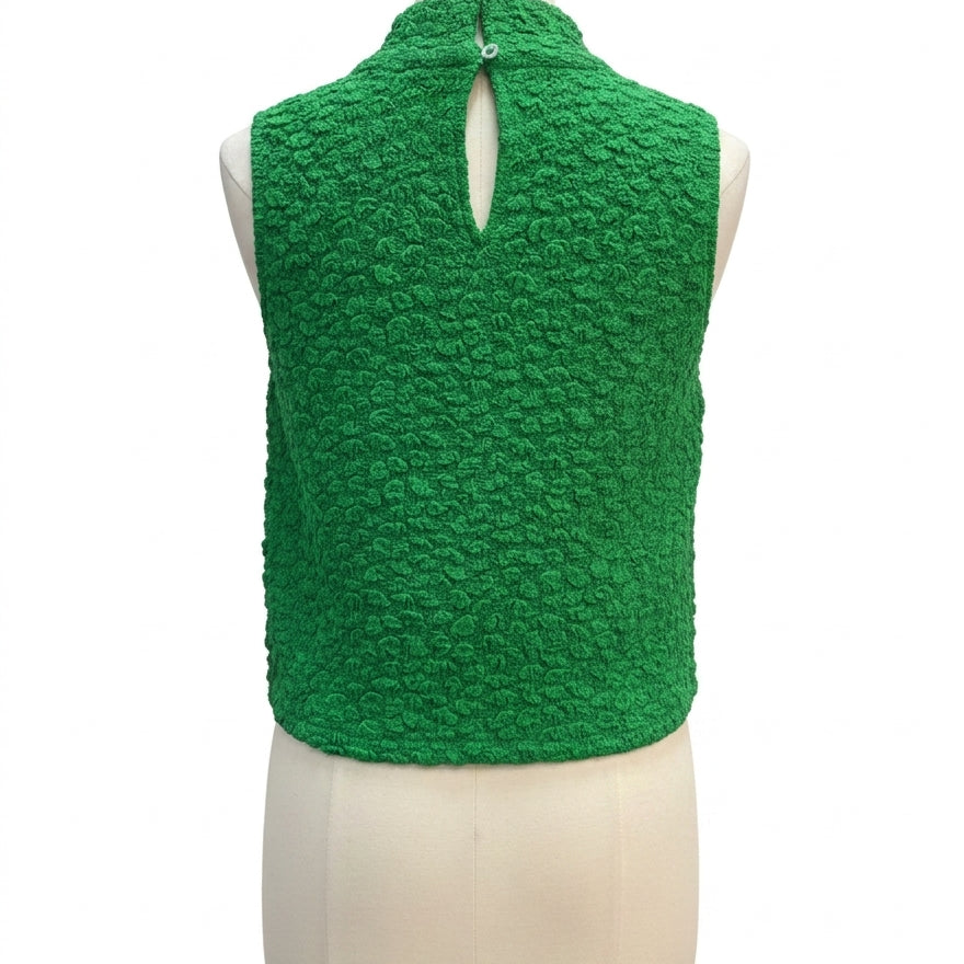 Anthropologie · Blue Tassel Sleeveless Mock Neck Cropped Top · Small · Green