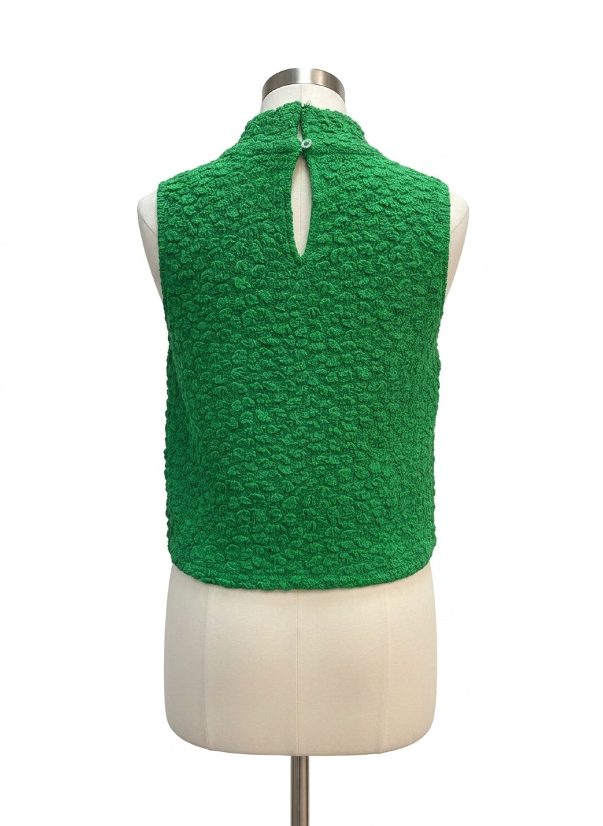 Anthropologie · Blue Tassel Sleeveless Mock Neck Cropped Top · Small · Green