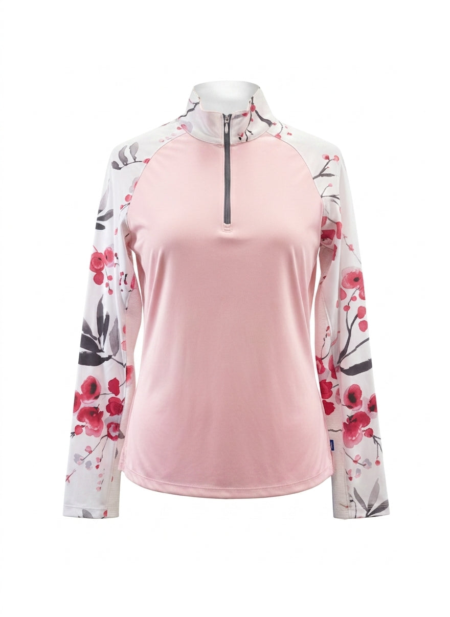 Bermuda Sands · 1/4 Zip Pullover · Large · PinkWhite