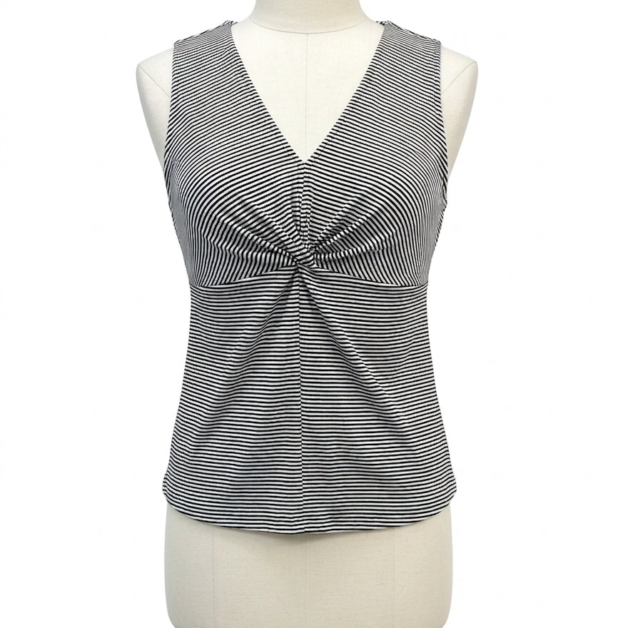 Eddie Bauer · V-neck Sleeveless Top · XLarge · Black/White Striped