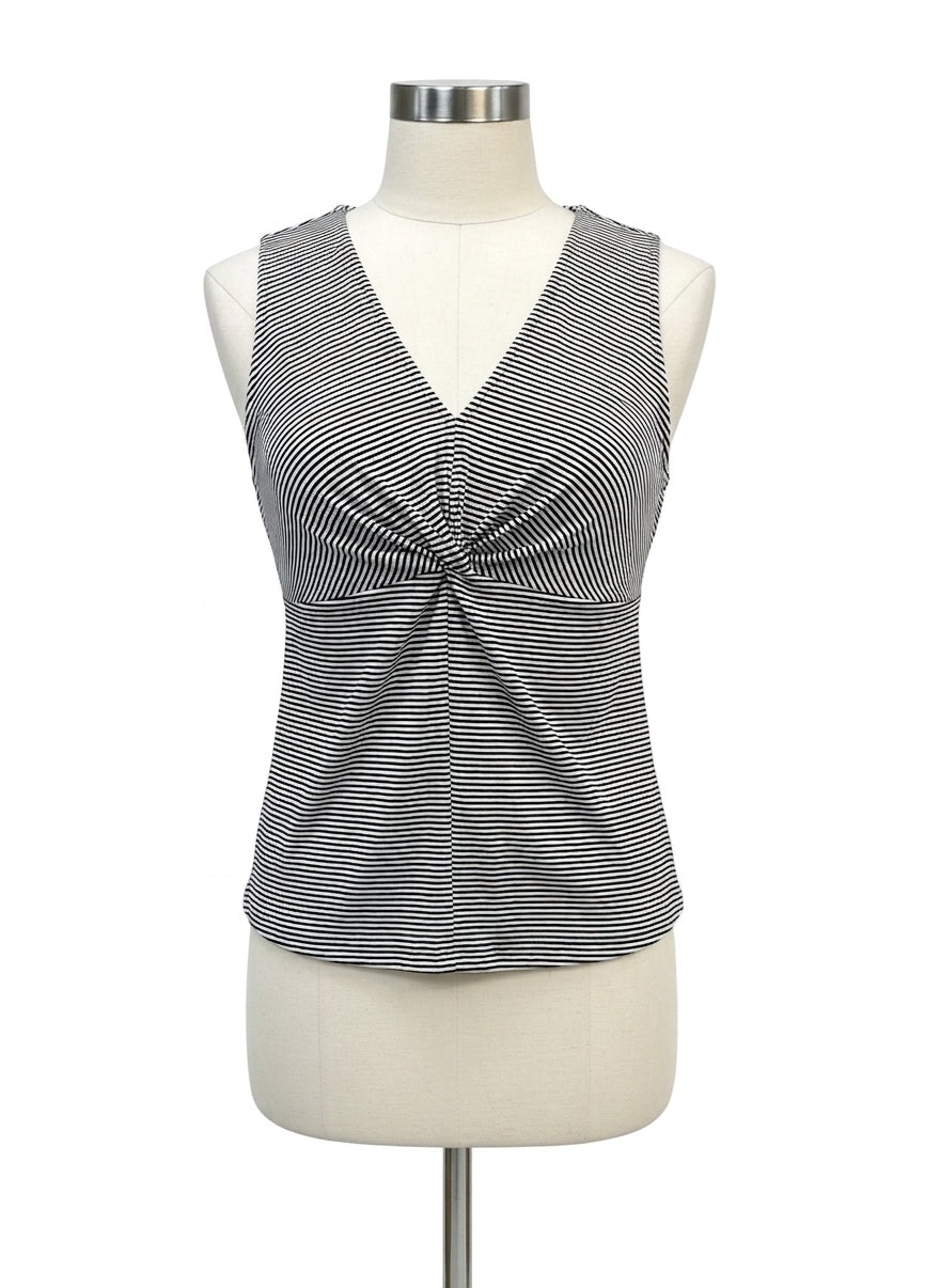 Eddie Bauer · V-neck Sleeveless Top · XLarge · Black/White Striped