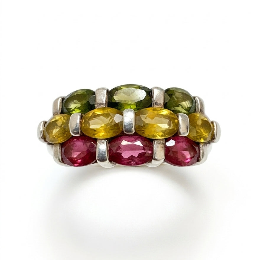 .925 Multi Gemstone Ring · Jewelry · 6.75 · Green, Yellow, Red