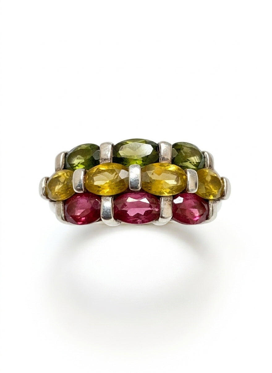 .925 Multi Gemstone Ring · Jewelry · 6.75 · Green, Yellow, Red