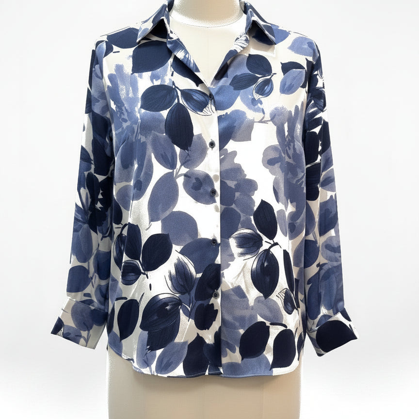 Maison d'Amelie · Long Sleeve Shirt · Small · Navy/White
