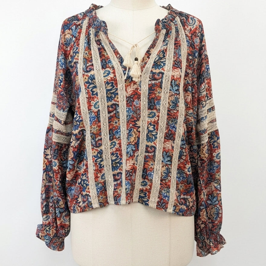 Sundance · Boho Chic Top · Large · RustCream
