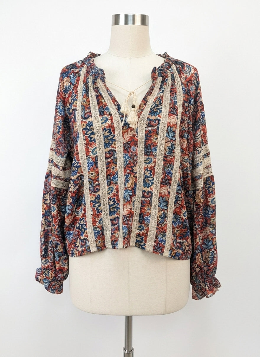 Sundance · Boho Chic Top · Large · RustCream