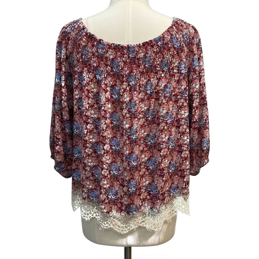 Anthropologie · Blue Tassel · Large · Red Floral