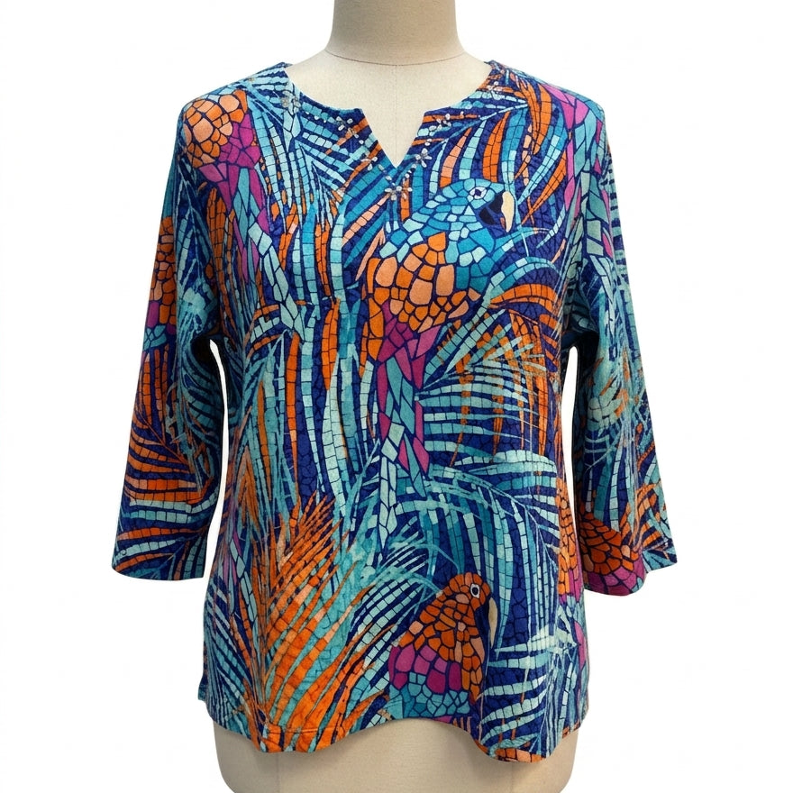 Alfred Dunner · Parrot tropical print · Medium · NavyMulti
