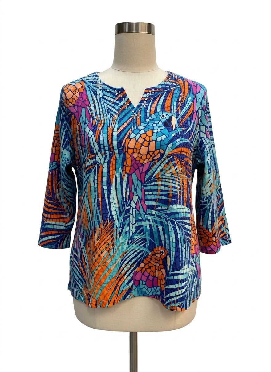 Alfred Dunner · Parrot tropical print · Medium · NavyMulti