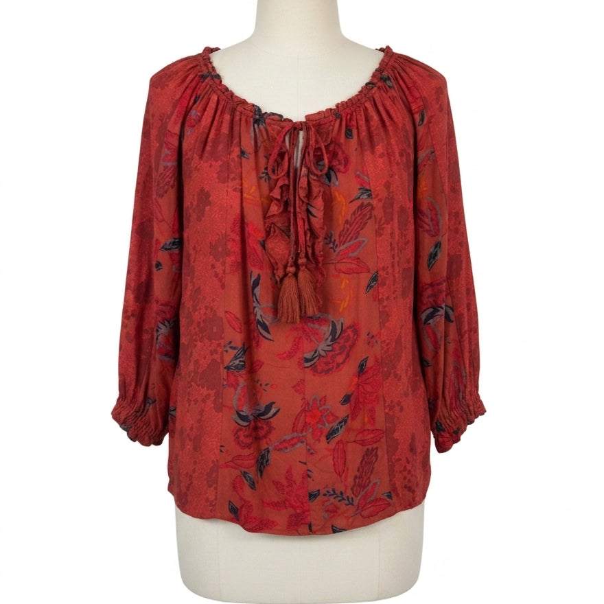 Caffe Marrakesh · Boho Chic Top · Medium · Burnt Orange