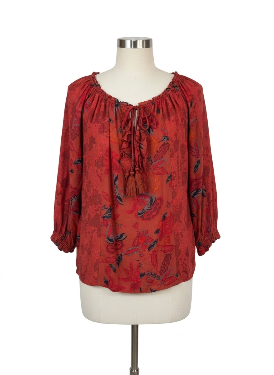 Caffe Marrakesh · Boho Chic Top · Medium · Burnt Orange