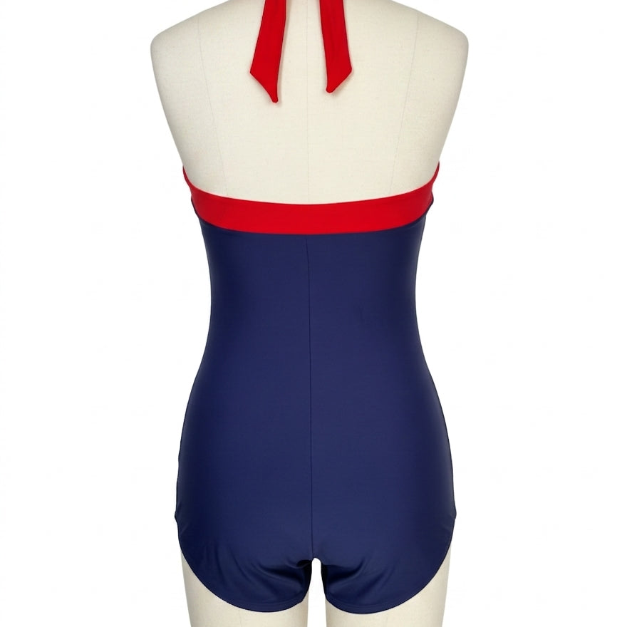 Ekouaer · sailor halter swimsuit · Small · Navy