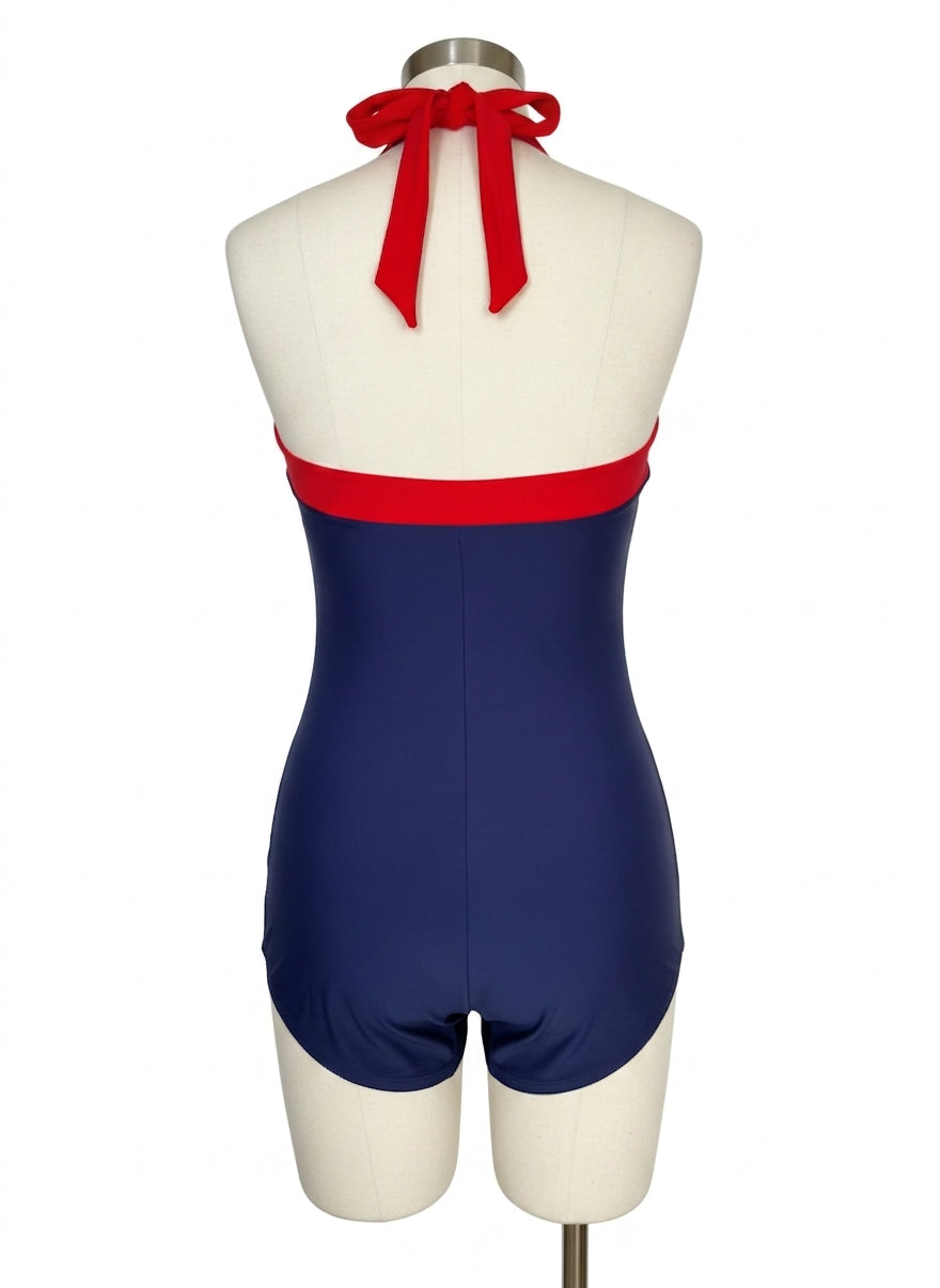 Ekouaer · sailor halter swimsuit · Small · Navy