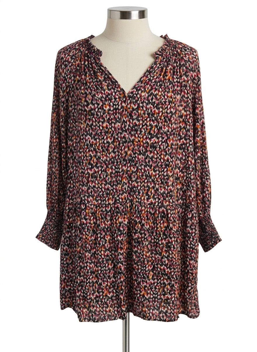 Velvet · 100% Viscose Dress w/ Smocked Detail · Medium · Multi