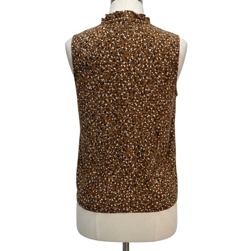 LOFT · Sleeveless Top Ruffle Detail · Large · Tawny Floral